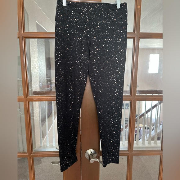 Black With Gold Speckles Women's Leggings - Picture 1 of 4